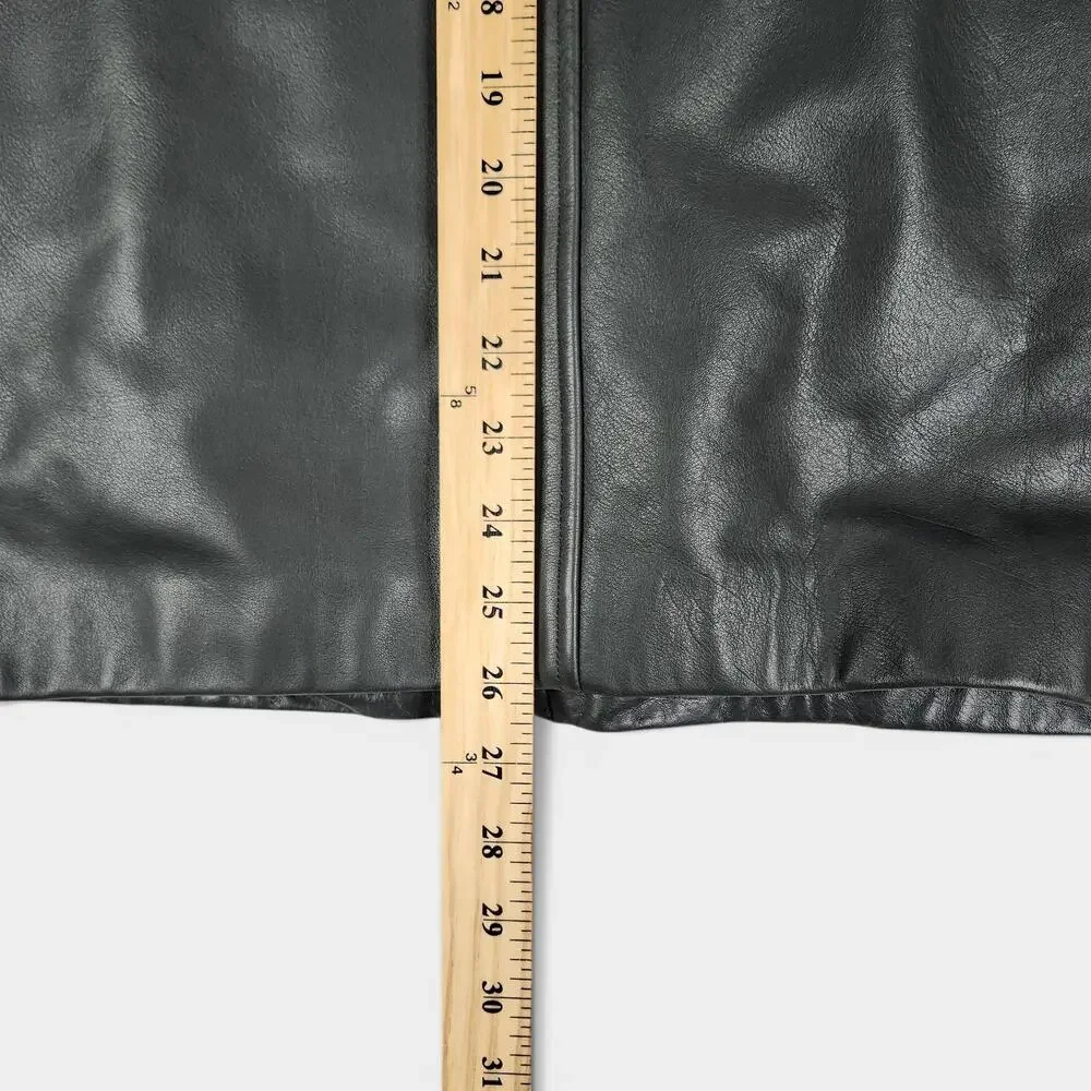 Y2K Banana Republic Leather Bomber Jacket Mens Large Gray Biker Zip Vents Lined